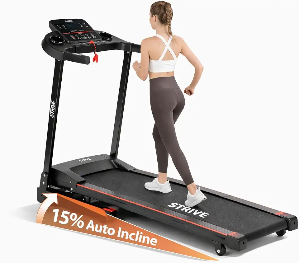 Esteira Elétrica Strive com Inclinação Automática 0–15%, 2.0HP, até 14km/h, 12 Programas, Monitor Cardíaco e Display LCD 110V