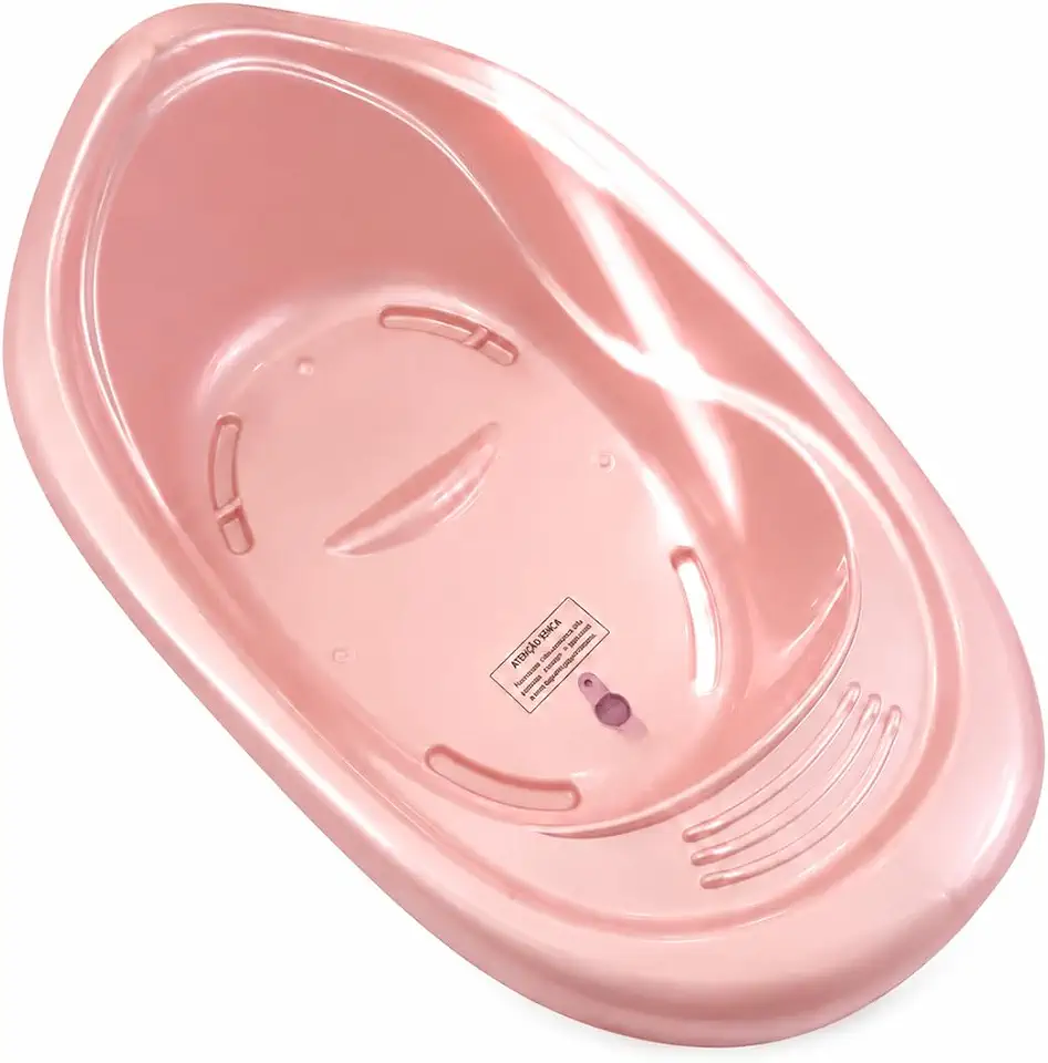 Banheira de Bebê Infantil Premium Resistente de 22 Litros Livre de BPA Ergonômica com Válvula de Escoamento Interna Porta Sabonete e Shampoo