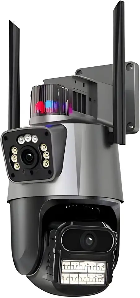 Câmera de Segurança IP Externa iCSee Wi-Fi 4K 8MP, Dual Lens 360 Graus com Sirene, Visão Noturna Colorida, Monitoramento pelo Celular, IP66 Impermeável