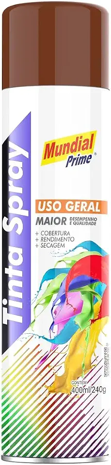 Tinta Spray Uso Geral 400ml, MUNDIAL PRIME, Marrom, AE01000073