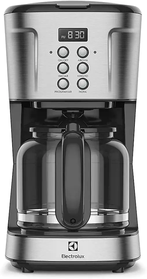 Cafeteira Elétrica Electrolux inox filtro permanente removivel capacidade 1,5L 38 xicaras função timer painel digital desligamento automatico ECM30 127v, cor aço escovado