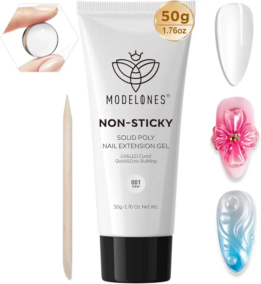 modelones Gel sólido para unhas, extensão de gel rígido de poliéster transparente para aplicação não pegajosa, arte 3D atualizada, moldagem para escultura, 50 g