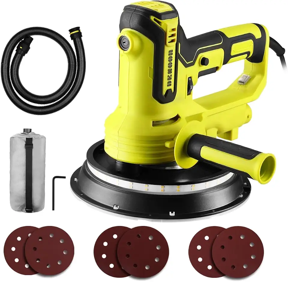 DESOON Lixadeira de Parede Teto 900W 220V Profissional Elétrica Drywall 2100RPM com luz LED Velocidade Ajustável Função De Coleta De Pó A Vácuo