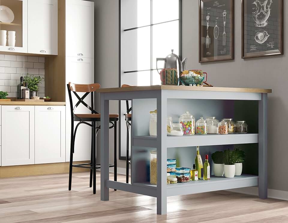 Bancada gourmet ilha cozinha Ditália 2 Prat. Cinza Cd-1019