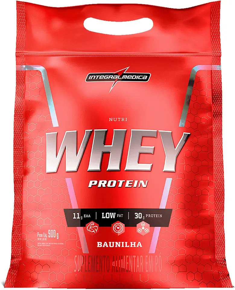 Integralmedica - Hipercalórico - Nutri Whey Protein Baunilha - Pouch 900g - Fonte de Proteínas e Carboidratos - Suplemento Alimentar, Ganho Muscular e Recuperação Pós-Treino - Super Mass Gainer