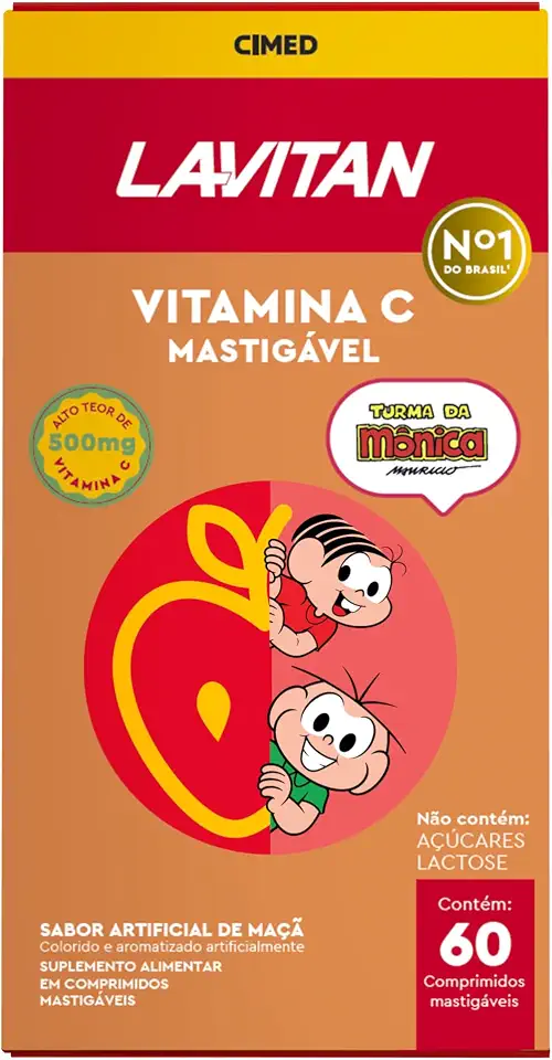 Lavitan Infantil Turma da Mônica Vitamina C Sabor Maçã com 60 Comprimidos Mastigáveis