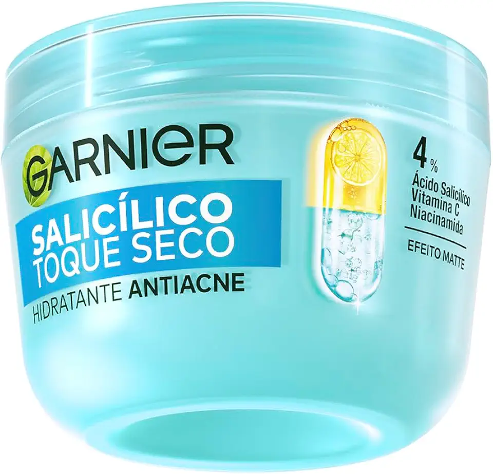 Garnier Hidratante Facial Antiacne Toque Seco com Ácido Salicílico, Uniformiza a Pele, Reduz Imperfeições e Controla a Oleosidade e Brilho por 8 Horas, 85g