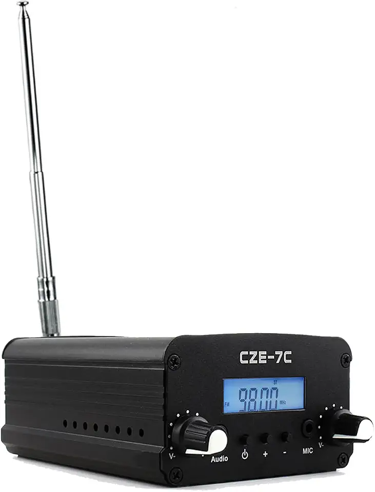 YOVDA Transmissor De Rádio Fm 7 W Para Igreja, Longo Alcance, Estéreo, Miniestação Com Entrada Áudio Microfone 3,5 Mm, Cinema Drive-In, Estacionamento Luzes, Show Fogos Artifício