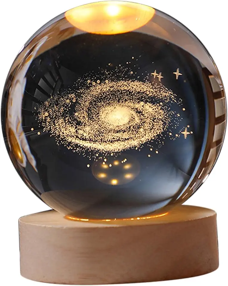 Luminária de Mesa LED Bola de Cristal 3D Space Brilhante (Via Láctea)