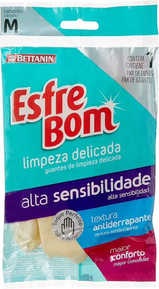 EsfreBom - Luva de Alta Sensibilidade Para Limpeza Suave, Tamanho M, Cor Creme, Bettanin
