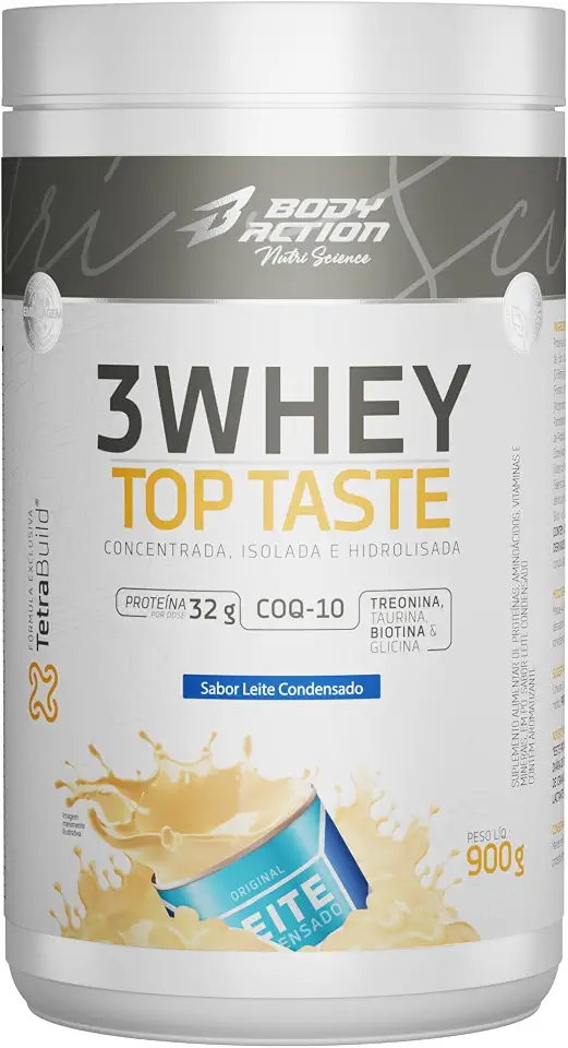 3 Whey Top Taste 900g Sabor Leite Condensado Bodyaction