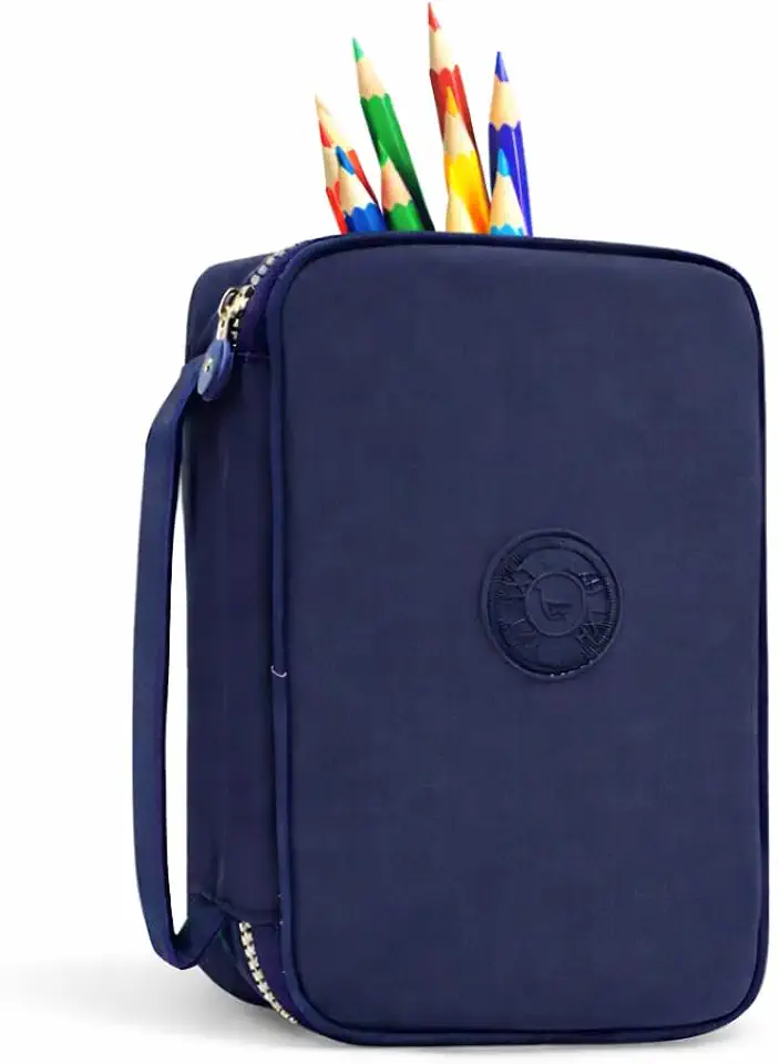 Estojo Box Organizador Escolar Com Divisórias Multifuncional 24 Elásticos Lápis Caneta 100 Pens Masculino Feminino Premium Azul