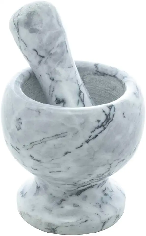 Pilão de Mármore com Socador Cinza 11cm x 11cm - Wolff