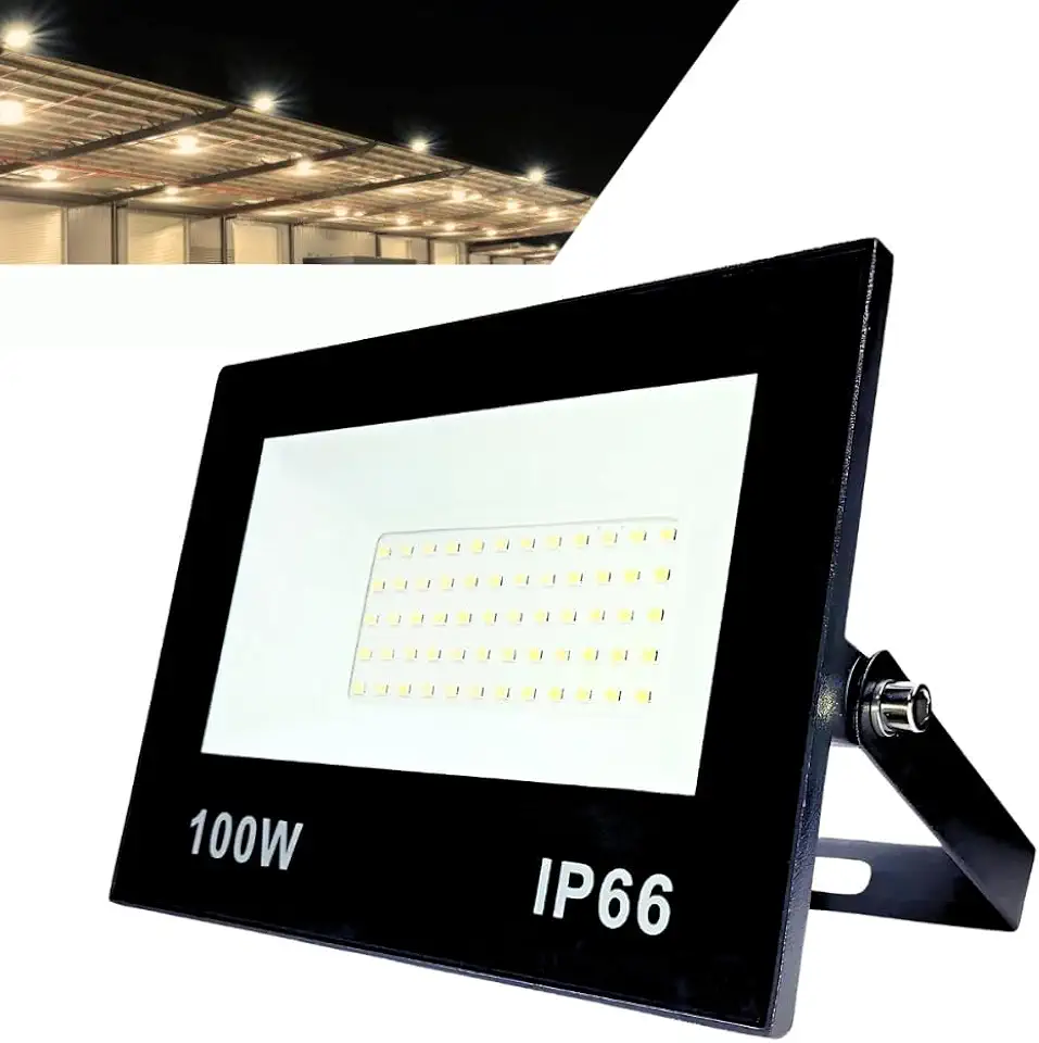 Refletor LED Holofote 100W Branco Quente 3000K - IP66 à Prova d’Água Econômico para Jardim, Fachada e Quintal Premium