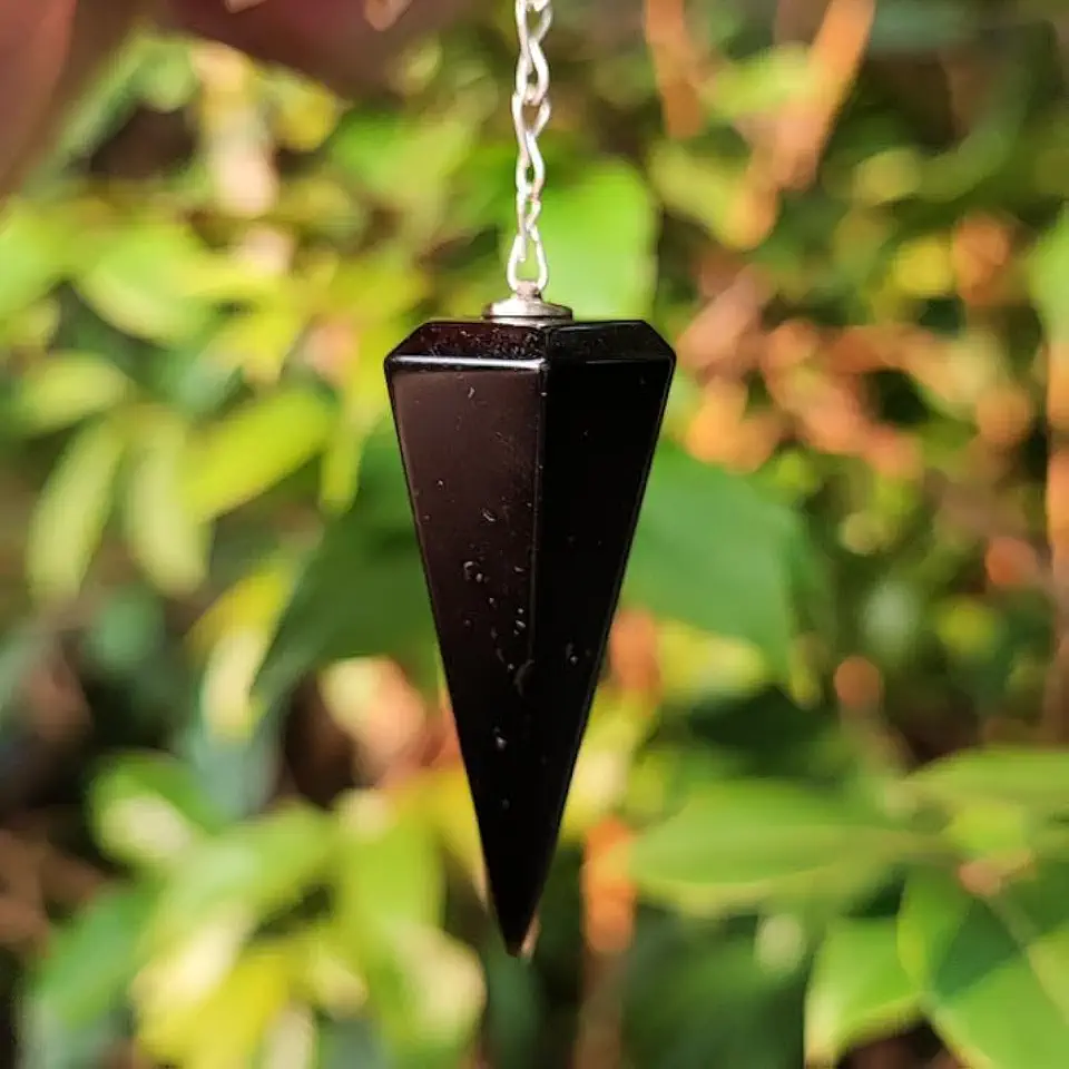 Pêndulo Obsidiana Negra Radiestesia Pedra Natural Facetado Mesa Radiônica Feng Shui Chakras Equilíbrio Vitti (3cm)