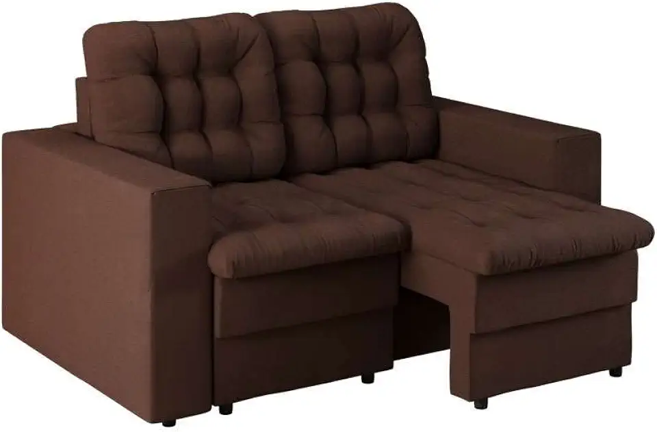Sofá 2 Lugares Retrátil Lubeck Plush Suede Marrom 140 cm