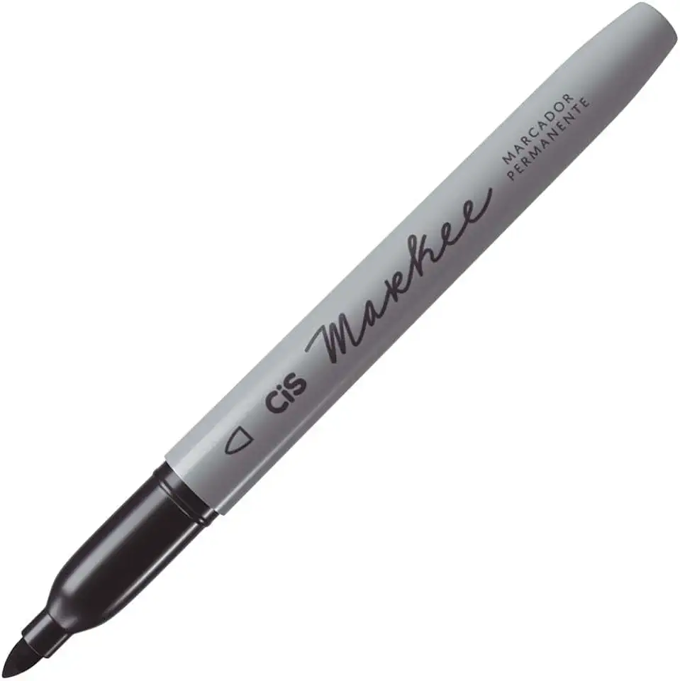 Marcador Permanente CIS Markee, Preto, Blister com 1 unidade