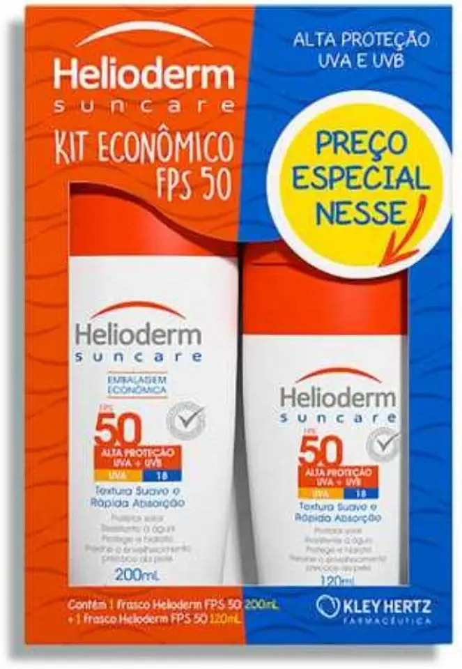 Kit Helioderm Protetor Solar Corporal FPS 50 2 unidades 200mL +120mL