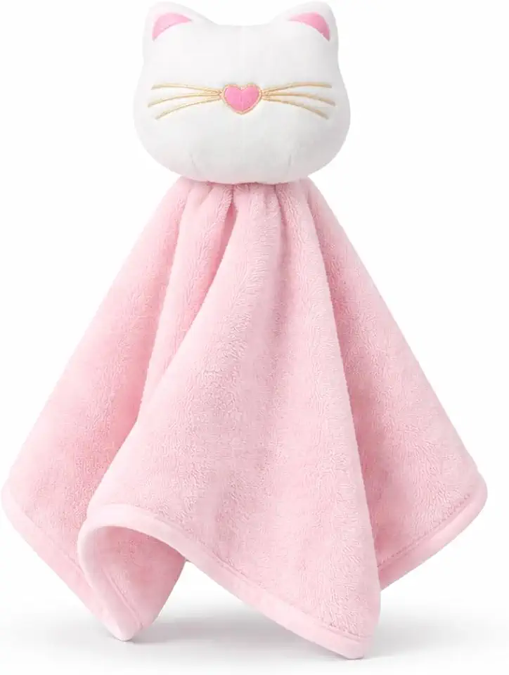Naninha Premium para Bebê 30x30 Plush Antialérgica Paninho de Conforto com Pelúcia Macia para Sono do Bebê, Naninha para Berço Carrinho e Enxoval de Recém-Nascido (Gatinha Branca)