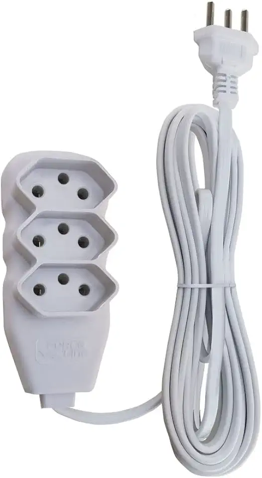 Force Line - Extensão Slim 3 Tomadas Tripolar Bivolt 1 Metro
