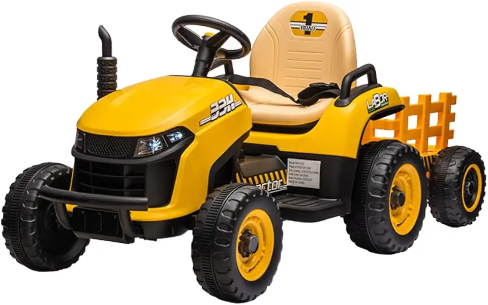 Trator Elétrico Infantil Com Controle 2 Marchas Maxi Toys (Amarelo)