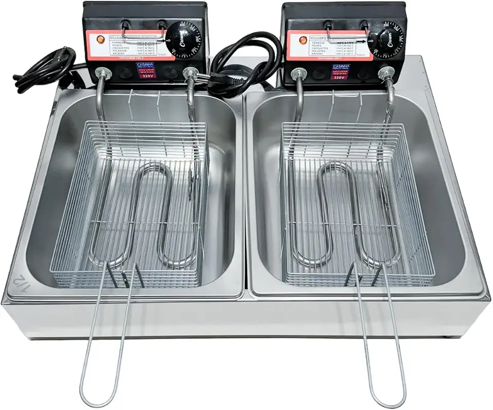 Fritadeira Elétrica Industrial 2 Cubas 10L - Grandes Quantidades em Frituras - Profissional (220volts)