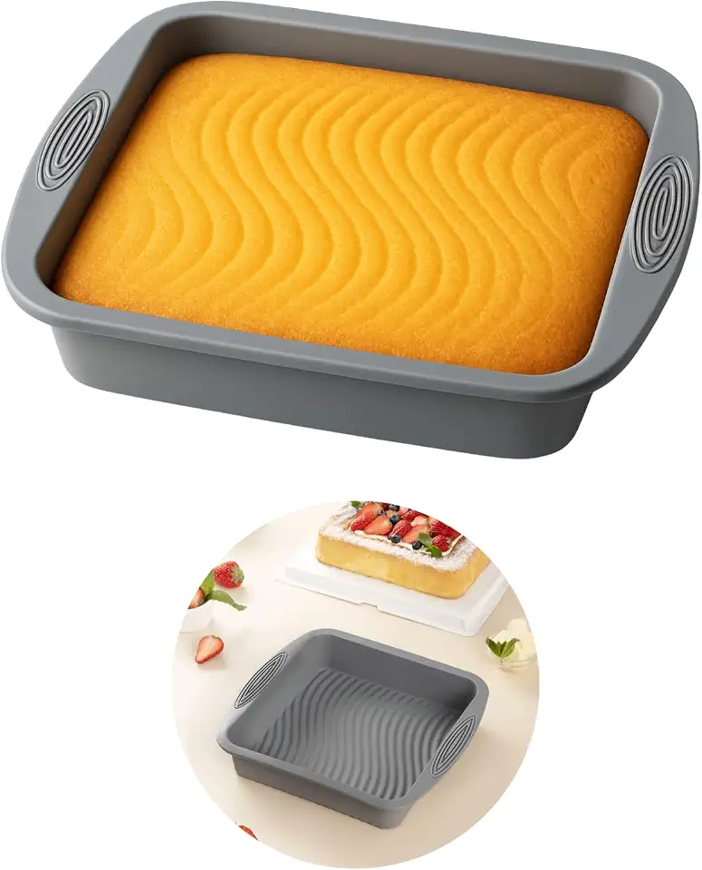 Forma De Bolo Silicone Quadrada 23cm Antiaderente Air Fryer