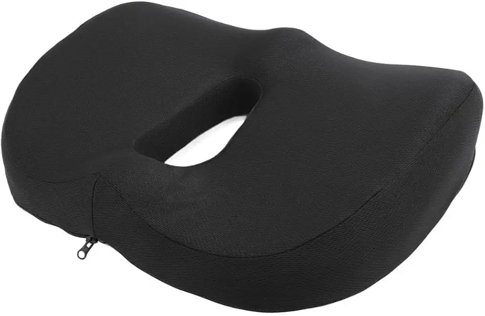 Almofada Ortopédica Coccix Donut, Almofada Anatômica para Coccix e Hemorroidas, Assento Ortopédico Confortável para Escritório, Carro e Cadeira – Preta