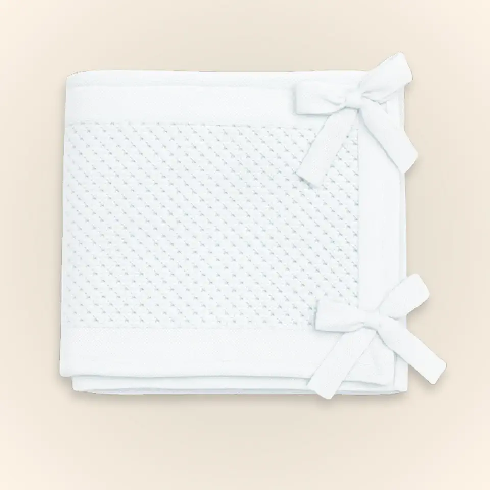 Tela Protetora de Berço Respirável 2 Lados em Tricot de Algodão Sustentável Branco 1,45m – Aime Baby – Compatível com Berço de Grades Ripadas