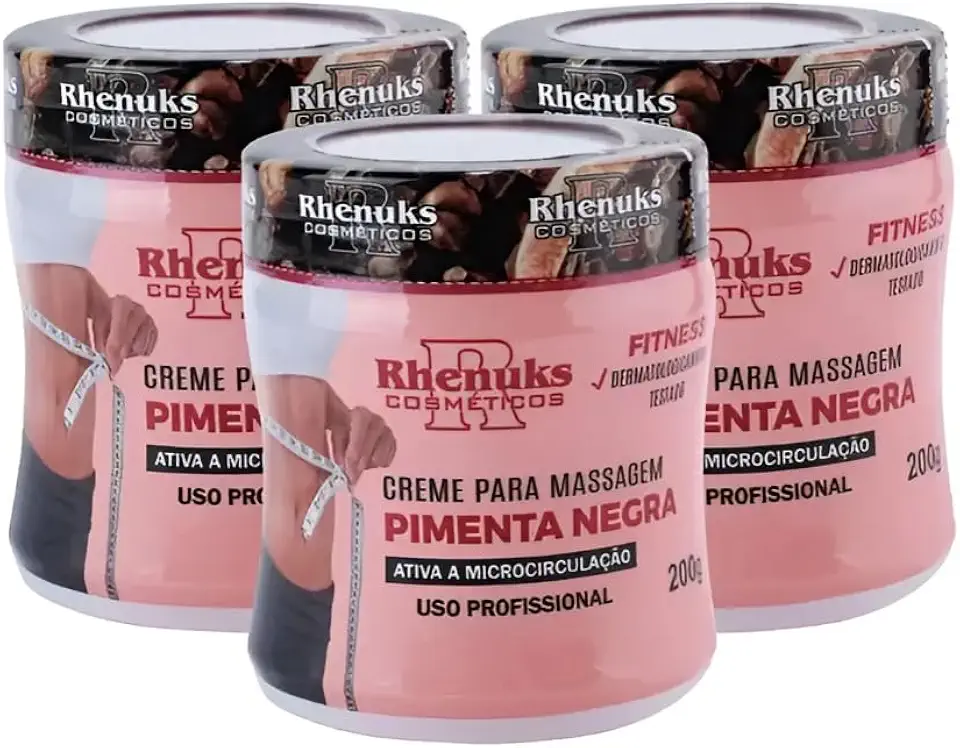Pimenta negra creme redutor de estrias e redução de medidas 3 unidades 200 gramas cada