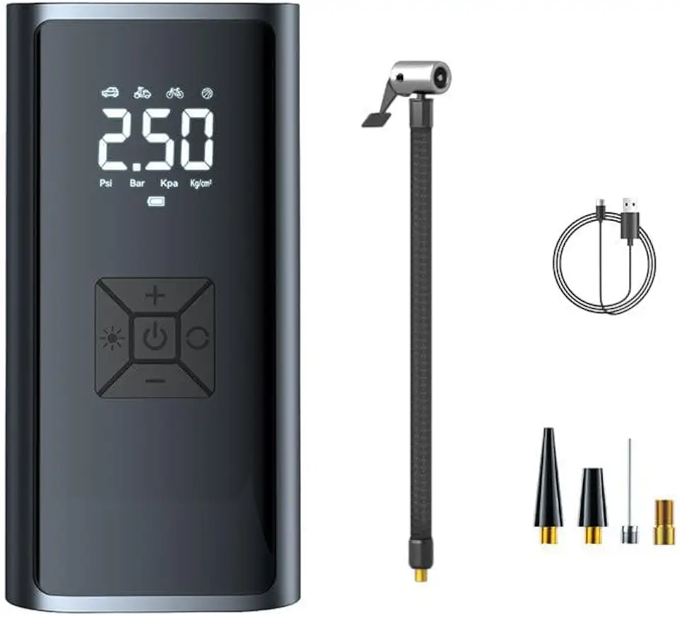 Compressor de Ar Portátil Sem Fio, Bomba de Encher Pneu Digital 150PSI, Calibrador de Pneus Recarregável 6000mAh para Carro Bicicleta