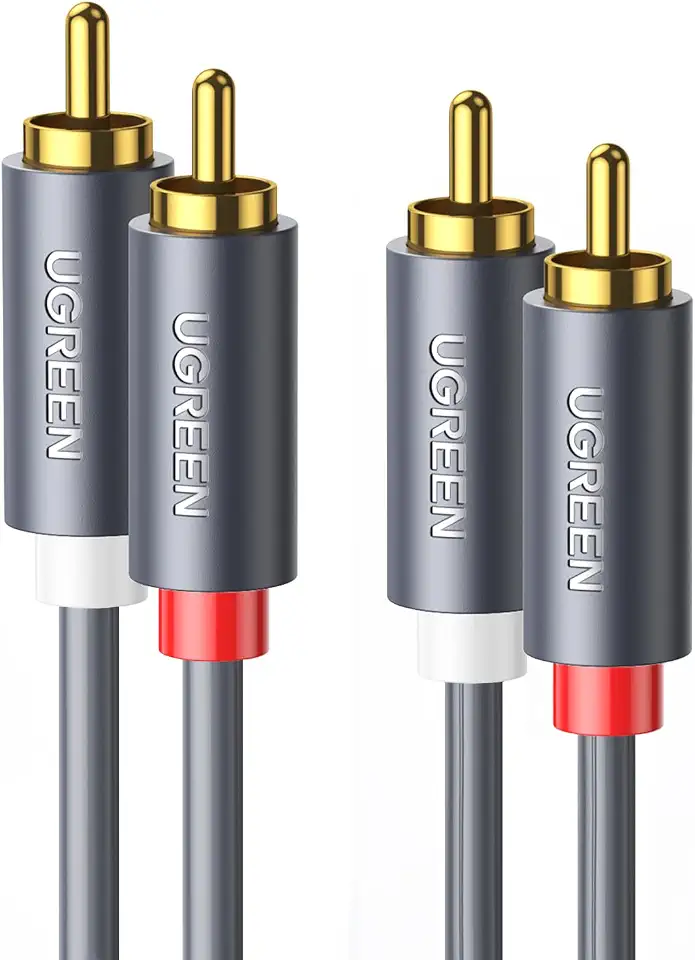 UGREEN Cabo RCA, cabo de áudio, cabo auxiliar 2RCA para 2RCA, cabo de alto-falante, 2RCA macho para macho, cabo de áudio estéreo para home theater, alto-falante, amplificador,sistemas Hi-Fi-2M