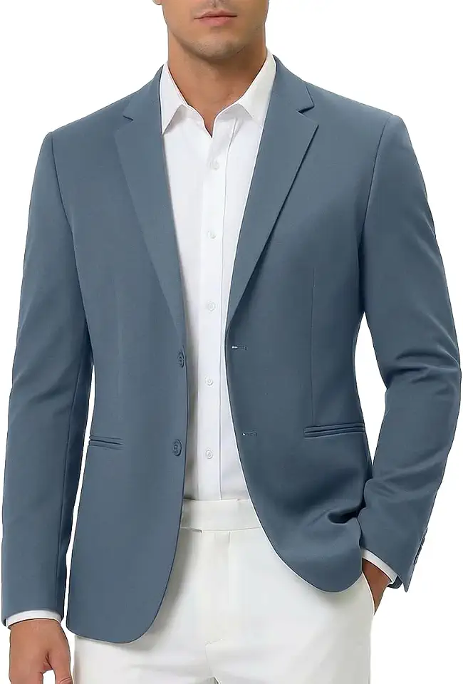 Blazer masculino casual slim fit para homens, casacos esportivos de dois botões, casamentos, festas de formatura