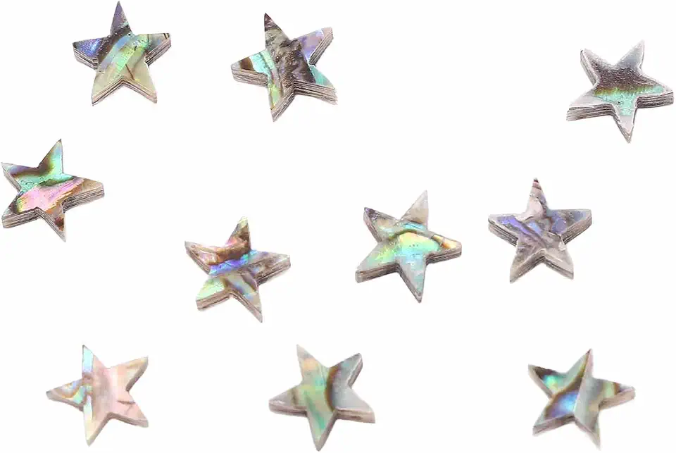 RiToEasysports 10 PCS Abalone Shell Guitar Inlay Tone Points, Marcadores de Fretboard Em Forma de Estrela para Guitarra Ukulele Banjo, Com Adesivos Decorativos Fáceis de Aplicar