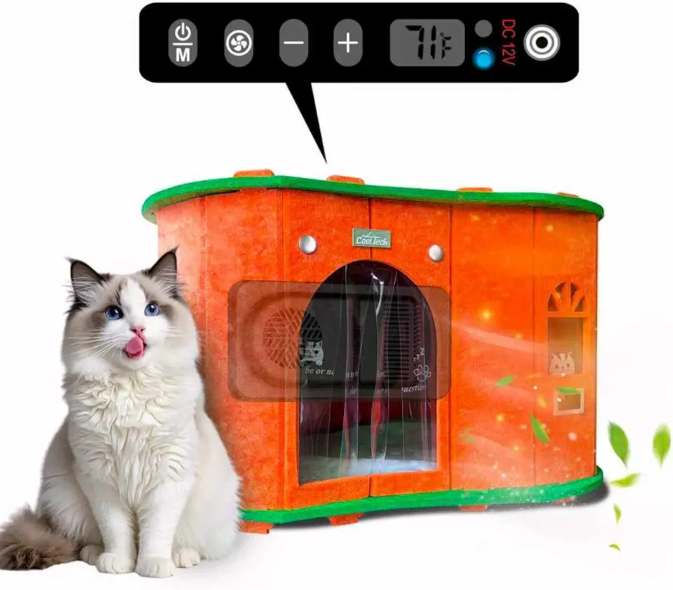 Quarto com ar condicionado para animais de estimação, casa para animais de estimação com função de aquecimento e resfriamento, forte, fácil de montar, com modos de refrigeração, aquecimento