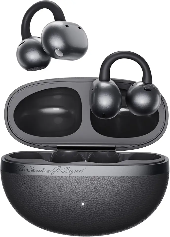 Fone de ouvido sem fio QCY Crossky C50, Bluetooth 6.0, 35 horas de reprodução, leves e confortáveis para usar em corrida/fitness, adequados para orelhas pequenas, à prova d'água IPX5(Preto)
