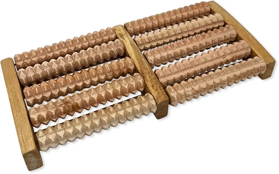 Massageador De Madeira Para Os Pés Relaxar 5 Rolos