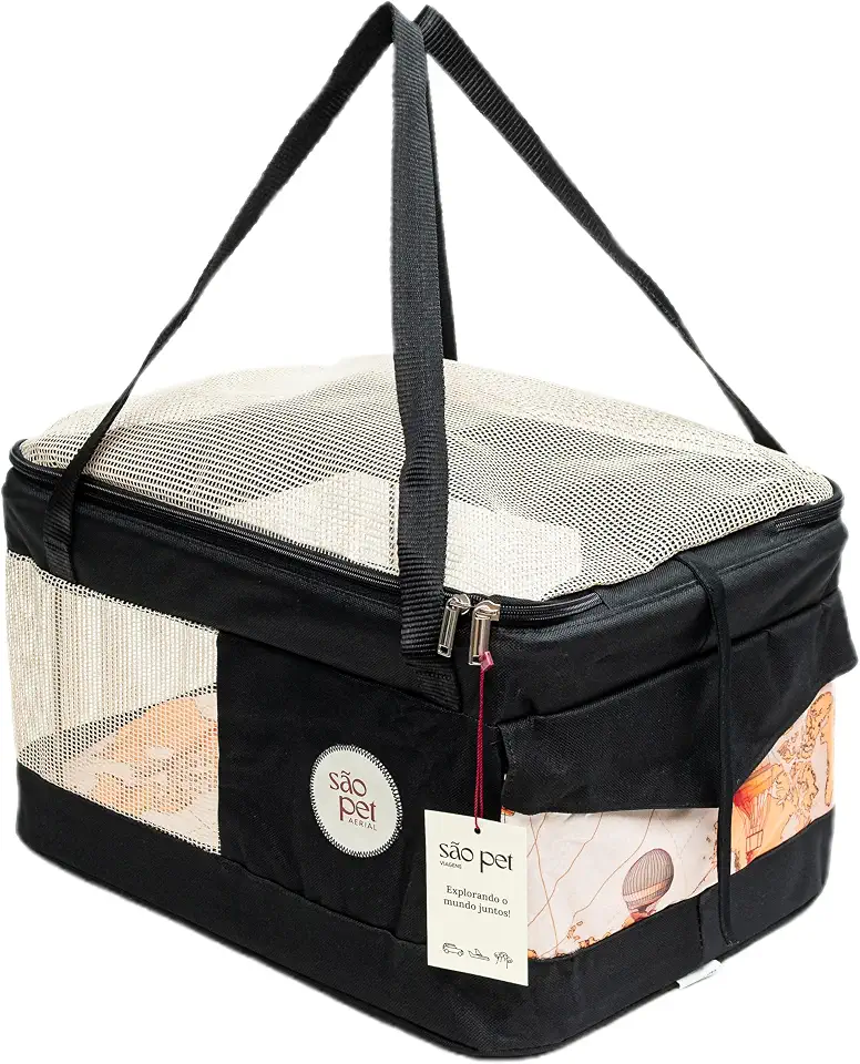 São Pet Bolsa Aerial Para Transporte De Cães E Gatos Em Avião (36X33X23 Cm) Preta