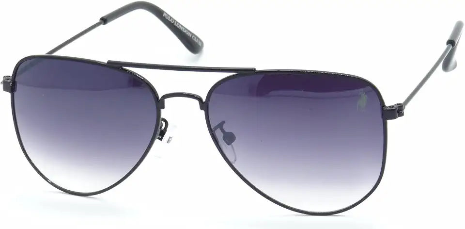Óculos de Sol Aviador Clássico Unissex Polo London Club, Armação em Metal Stainless Stell
