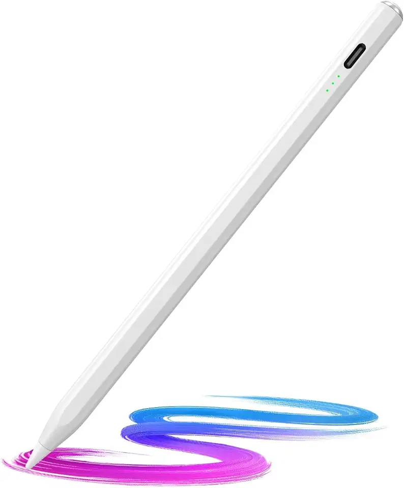 Bettdow Caneta Pencil Para Apple iPad Sensível à Inclinação, Rejeição de Palma da mão e Display de Bateria acompanha, for iPad 10/9/8/7/6th Gen, Air 11"-13"/M2/5/4/3rd, Pro 11"/12.9"/13"/M4, Mini 6/5