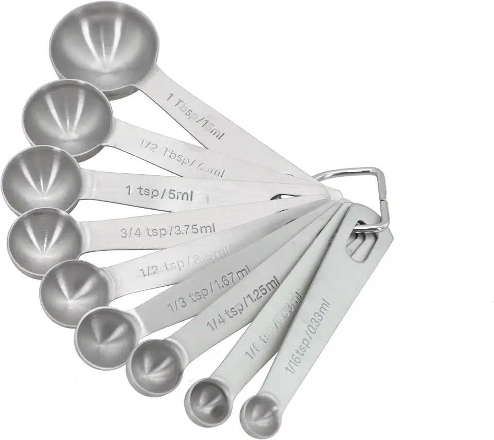 Lovely Vibe Conjunto de 9 Colheres Medidoras em Aço Inox, Medidores de Ingredientes Secos e Líquidos, Grau Alimentício, Laváveis na Máquina