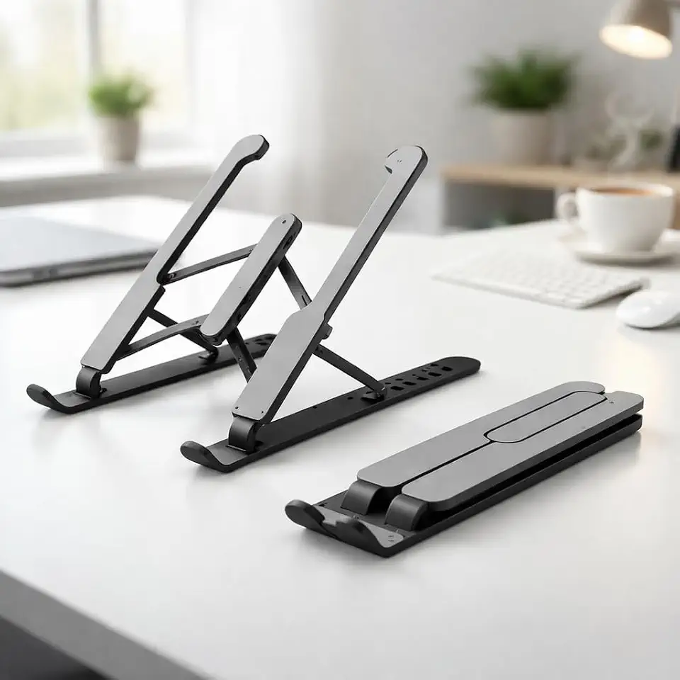 Suporte para Notebook Premium Ajustável Dobrável Ergonômico Antiderrapante Portátil 6 Níveis Universal Compatível com Notebooks Tablets e Celulares