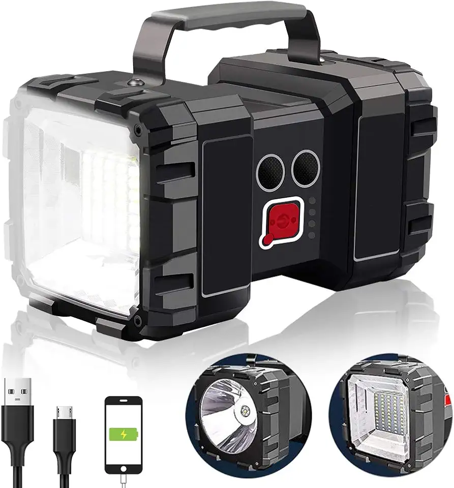 AlpsWolf Lanterna recarregável, lanterna holofote de LED, capacidade de 15000, 4000 lm, 20h, lanterna ultra brilhante à prova d'água com saída USB como carregador portátil para acessórios de