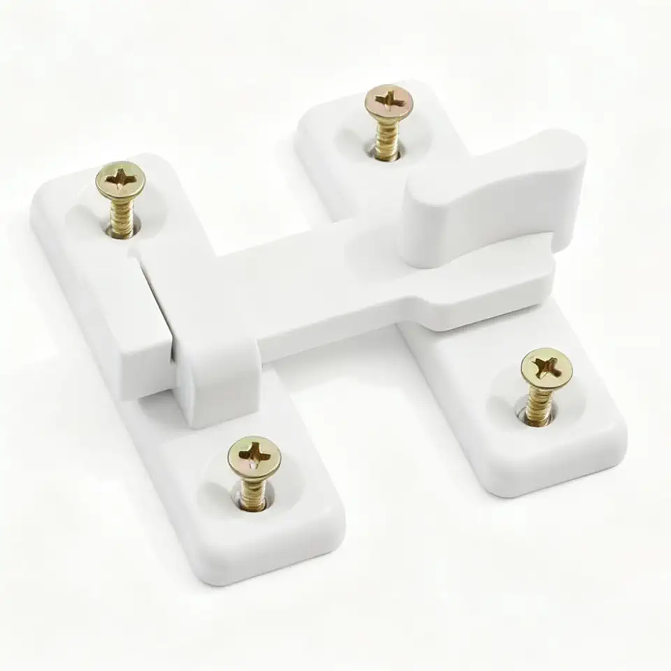 Kit 06 Fecho Tranqueta Plástica Para Porta Sanfonada Com Parafusos (4, Branco)