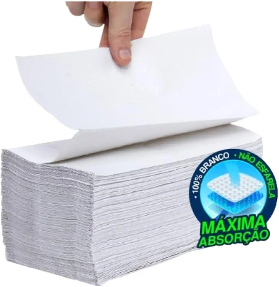 Papel Toalha Interfolhado Extra Branco Luxo Premium Duas Dobras 20x21 cm 5.000 Fls
