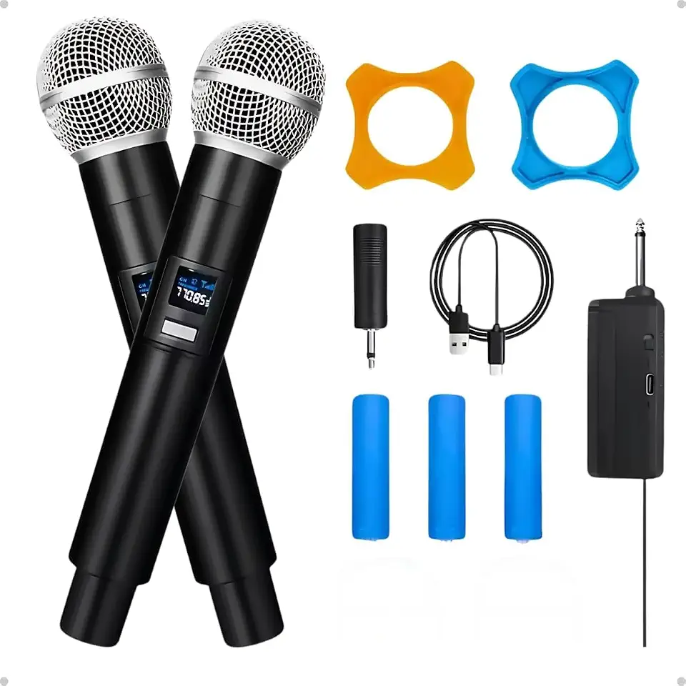 Microfone Dinâmico Profissional Sem Fio M87B Preto - Ideal para Eventos ao Vivo, Karaokê, Palestras e Shows