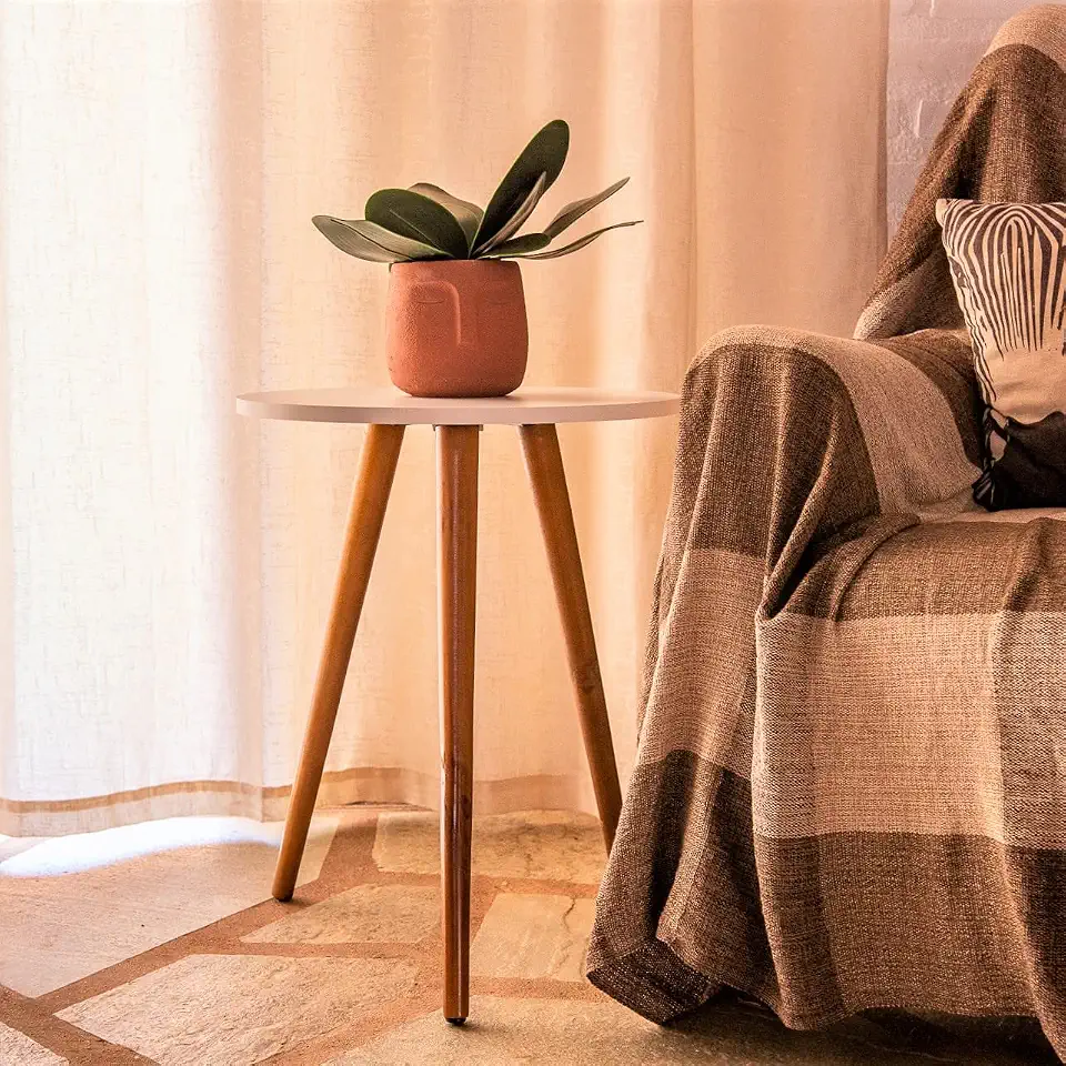 Mesa De Canto Redonda 45x60 Pé Palito Grande Mdf