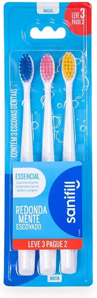 Escova de Dente Sanifill Essencial Leve 3 pague 2 - Cerdas Macias – Cores sortidas, Sanifill