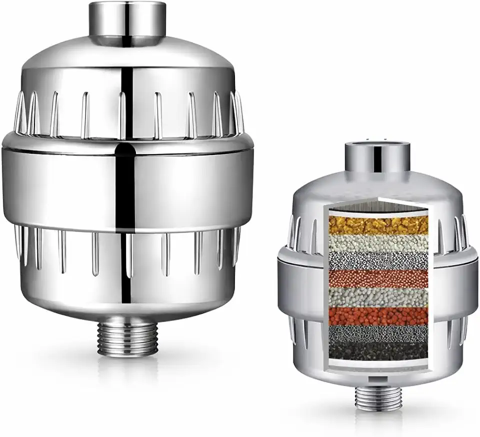 Pure Shower Filter Filtro para Chuveiro Universal Todos os Modelos Aço Cromado 20 Estágios de Filtragem Anticloro