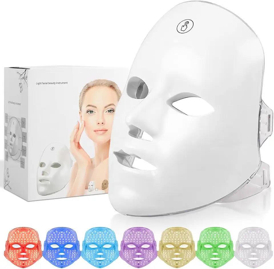 Máscara LED Facial 7 Cores Wireless com Tecnologia Photon | Anti-Envelhecimento, Tratamento Facial e Skincare | Para Uso Doméstico e Viagem | Rejuvenescimento e Redução de Rugas